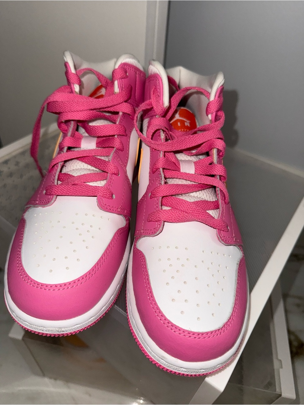 Jordan Pink and White Girls' Sneakers